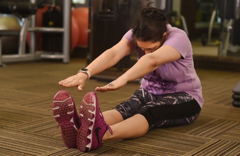 A woman is doing exercise