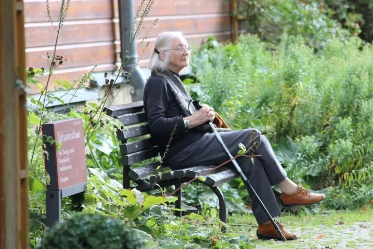 A woman sitting on a bench