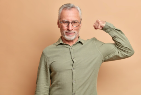 Older adult woman practicing self-care routine at home, representing confidence and healthy aging in later life