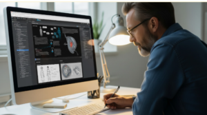 How to Create Engaging Scientific Animations: A Complete Guide 3D medical animation designer creating scientific visualization of human anatomy on computer workstation